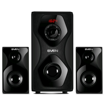 Акустическая система SVEN MS-2055 (2x12.5W+30W, SD/USB, FM, ПДУ) дерево, черный