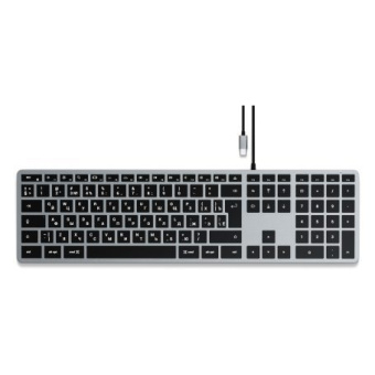Клавиатура проводная Satechi Slim W3 USB-C Wired Keyboard (алюминиевый корпус, подсветка с тремя уровнями) Space Gray