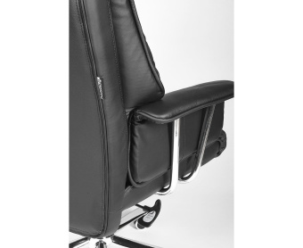 Кресло ПРЕЗИДЕНТ (сталь + хром / черная кожа, до 150кг, мультиблок) Черный