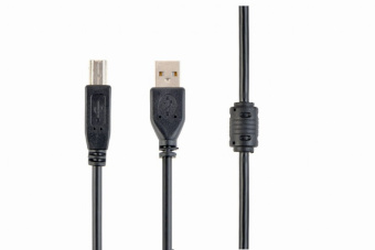 Кабель USB2.0 Am < - > Bm  3.0м, Cablexpert, экран, феррит.кольцо, черный