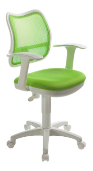 Кресло Бюрократ CH-W797 (сетка/ткань, пруж.-винт. мех. качания, крест. пластик, до 100 кг) Бело-салатовый