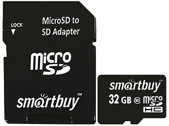 Карта памяти microSD .32Gb SmartBuy Class 10 + адаптер