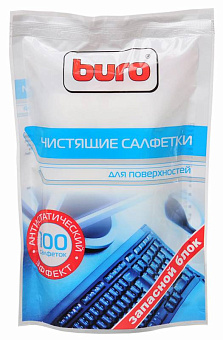 Салфетки BURO BU-Zsurface - Запасной блок к тубе с чистящими салфетками для поверхностей (100шт)