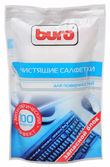 Салфетки BURO BU-Zsurface - Запасной блок к тубе с чистящими салфетками для поверхностей (100шт)