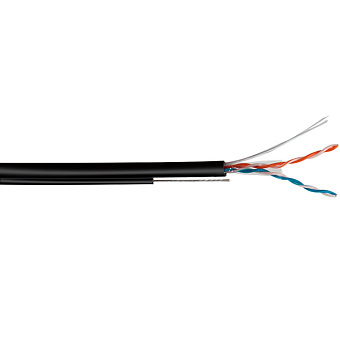 Кабель витая пара внешний 4 пары UTP кат.5e (метражом) медный с тросом Krauler