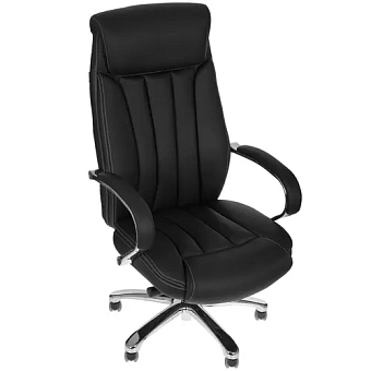 Кресло Бюрократ T-9925SL (кожа, мех. качания, крестовина металл хром, до 200 кг) Черный