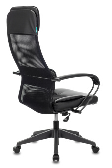 Кресло Бюрократ CH-608 (эко.кожа/сетка, мех. качания, крест. пластик, до 120 кг) Черный