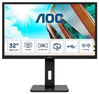 Монитор 32" AOC Q32P2 (IPS 2560x1440 4ms 75Hz DP HDMI) Black