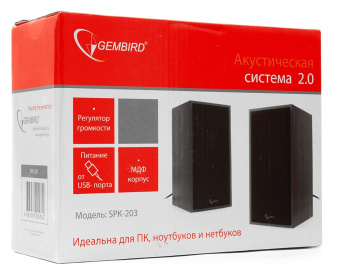 Акустическая система Gembird SPK-203 (2x3W, USB) black wooden