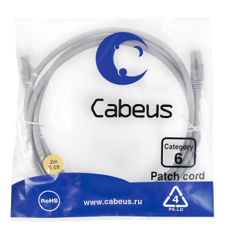 Кабель патч-корд Patch cord кат.6  2.0м, серый