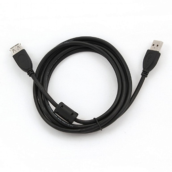 Кабель USB2.0 Am < - > Af удлинительный  3.0м, Cablexpert, экран, феррит.кольцо, черный