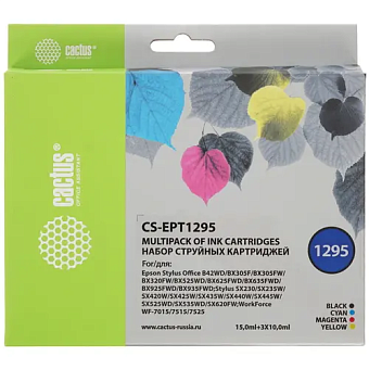 Картридж струйный Cactus CS-EPT1295 T1295 черный/голубой/желтый/пурпурный набор для Epson