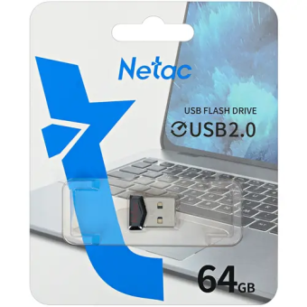 Флешка 64Gb Netac UM2 USB2.0 миниатюрная пластиковая, черный