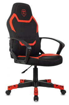 Кресло Zombie 100 (ткань/эко.кожа, без мех. качания, крест. пластик, до 120 кг) Черный/красный