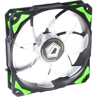 Вентилятор для корпуса 120mm ID-Cooling [PL-12025-] (4pin, PWM, 120x120x25mm, 14-35дБ, 600-2200об/мин, Green Led)