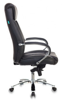 Кресло Бюрократ T-9922SL (кожа/кожзам, мех. качания, крест. металл хром, до 200 кг) Черный