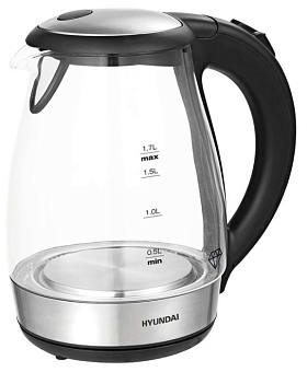 Чайник Hyundai HYK-G2030 1.7л. 2200Вт черный (стекло)