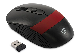 Мышь беспроводная Оклик 310MW черный/красный