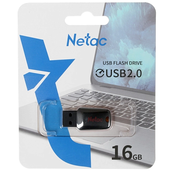 Флешка 16Gb Netac U197 USB2.0 пластиковая, черная