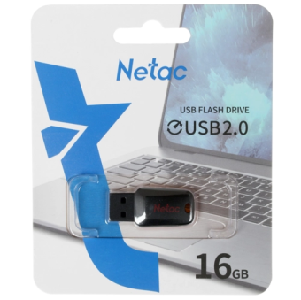 Флешка 16Gb Netac U197 USB2.0 пластиковая, черная