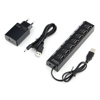 Концентратор USB-A - 7-port USB2.0, Gembird UHB-U2P7-02, питание, черный