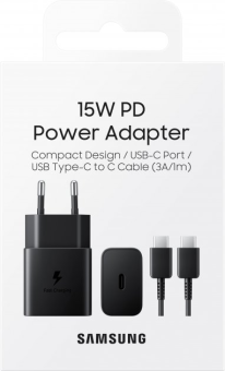 Сетевое зарядное устройство Samsung EP-T1510 15W USB-C Black (с кабелем)