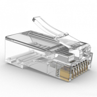Коннектор RJ-45, кат.5,  10шт. со сквозным отверстием