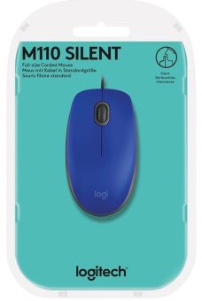 Мышь проводная Logitech M110 Silent USB Blue