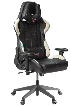 Кресло Zombie VIKING 5 AERO (эко.кожа, мех. качания, крест. пластик, до 120 кг) Черно-белый