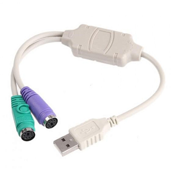 Кабель-переходник USB-A (m) < - > 2*PS/2 (f) - (для PS/2 клавиатуры и мышки)
