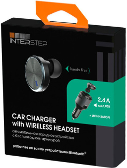 Автомобильное зарядное устройство InterStep USB 2A + Bluetooth гарнитура MBH-330