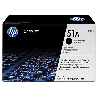Картридж лазерный HP 51A (Q7551A) для HP P3005/M3027mfp/M3035mfp, 6500 стр. черный