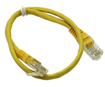 Кабель патч-корд .Patch cord кат.5e  0.5м, Cablexpert, многожильный, желтый