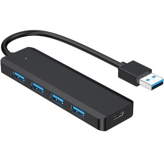 Концентратор USB-A - 4-port USB3.0, Gembird UHB-C414, кабель 19 см, черный