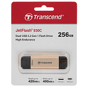 Флешка 256Gb Transcend JetFlash 930C USB3.0+USB-C, черный