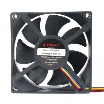 Вентилятор для корпуса 80mm Gembird D8025HM-4 (4-pin, 80x80x25мм, гидродинамический, провод 30см)