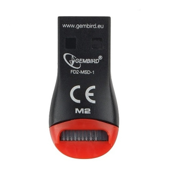 Внешний картридер USB2.0 Gembird FD2-MSD-1 microSD, черный