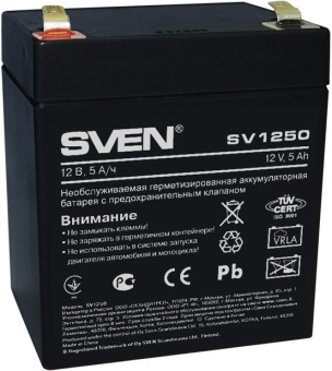 Аккумулятор для ИБП 12V,  5.0Ah, SVEN SV 1250