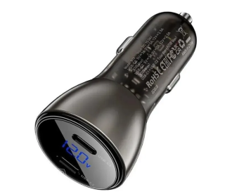 Автомобильное зарядное устройство ACEFAST B10 metal car charger 60W USB-C with digital display черны
