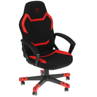 Кресло Zombie 10 (текстиль/эко.кожа, без мех. качания, крест. пластик, до 120 кг) Черный/красный