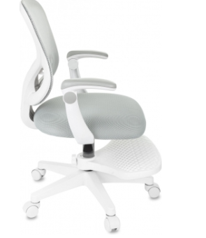 Кресло Бюрократ BUROKIDS 3 (ткань/сетка, эргономичная спинка, подножка, до 120 кг) Бело-серый
