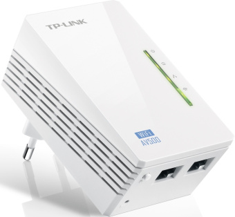 Адаптер Powerline TP-Link TL-WPA4220 AV600, Wi-Fi, 2.4ГГц, 100 Мбит/с, белый