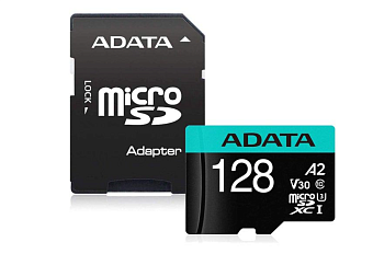 Карта памяти microSD 128Gb ADATA Premier microSDXC Class 10 UHS-I U3 V30S (SD адаптер)