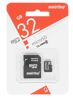Карта памяти microSD .32Gb SmartBuy Class 10 LE + адаптер