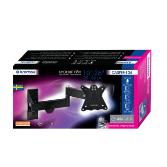 Крепление для телевизора Kromax Casper-104 (10"-32" макс.25кг настенный поворот и наклон) Black