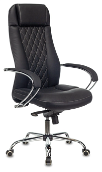 Кресло Бюрократ CH-609SL/ECO (эко.кожа, синхромеханизм качания, крест. металл хром, до 120 кг) Черный