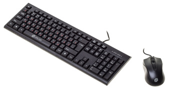 Комплект проводной (клавиатура+мышь) OKLICK 620M (красные буквы кириллицы) USB черный