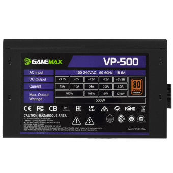 Блок питания .500W GameMax VP-500 APFC 80+ Ultra quiet
