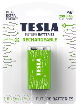 Аккумулятор Крона, 9V, 250mAh, 1шт, Tesla RECHEARGEABLE+
