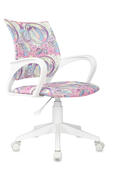 Кресло Бюрократ BUROKIDS 1 W (ткань, без мех. качания, крест. пластик, до 120 кг) Мультиколор, луна розовая